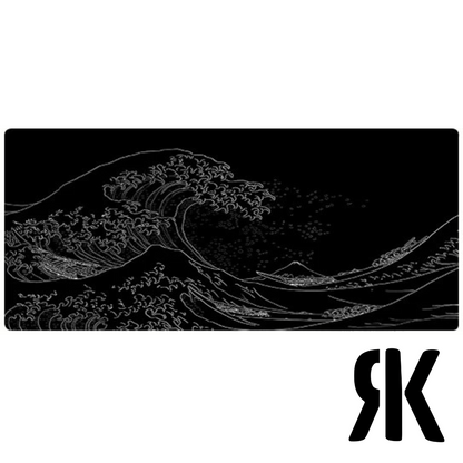 Tapis De Souris XXL Mer Vague Noir Japonais