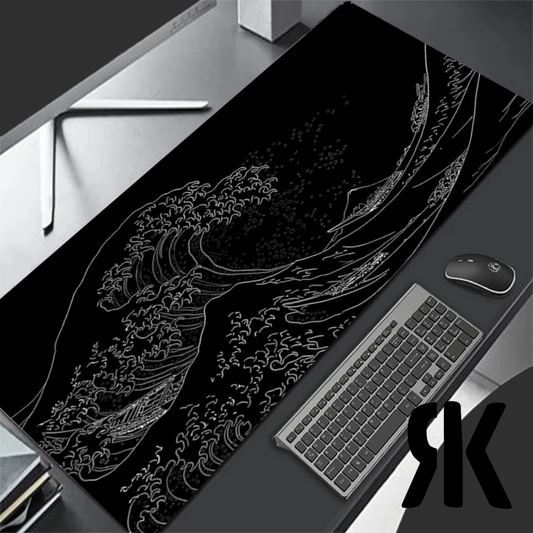 Tapis De Souris XXL Mer Vague Noir Japonais