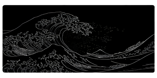 Tapis De Souris XXL Mer Vague Noir Japonais